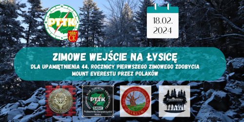 18.02.2024 - Zimowe wejście na Łysicę w 44. rocznicę pierwszego zimowego zdobycia Mount Everestu przez Polaków